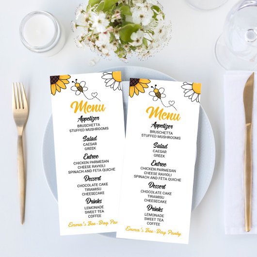 Bumble bee Honey Bee Day Birthday Party Food Menu