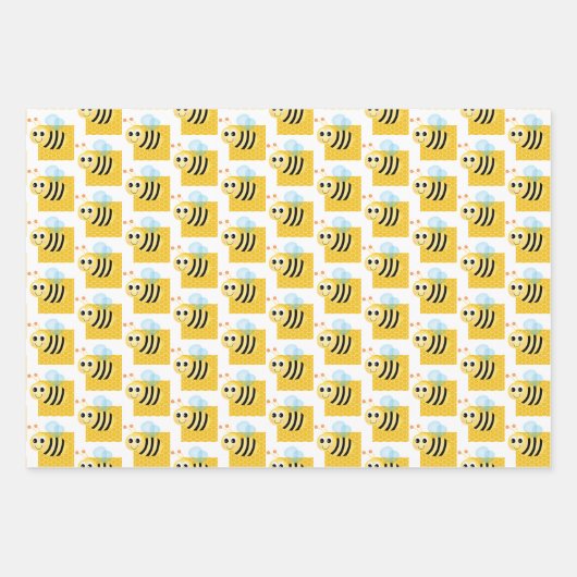 Bumble Bee, Honey Comb, Stripes & Stippen Inpakpapier Vel (Voorkant 3)