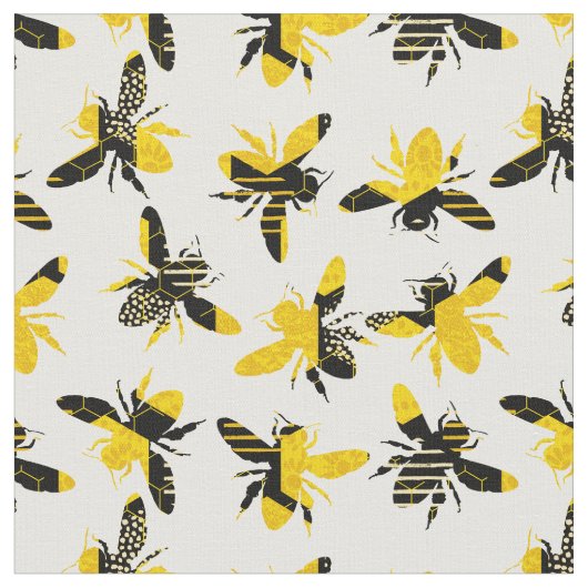 Bumble Bee Honey Pattern Stof (Close Up)