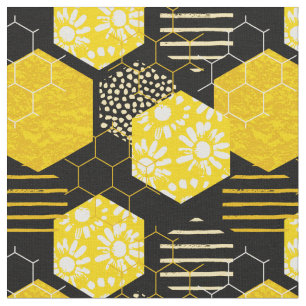 Bumble Bee Honey Pattern Stof