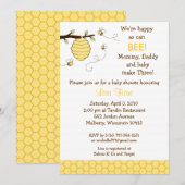 Bumble Bee Honeycomb Baby Douche Uitnodigingen (Voorkant / Achterkant)