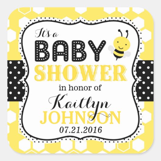 Bumble Bee Honeycomb Baby shower Label (Voorkant)