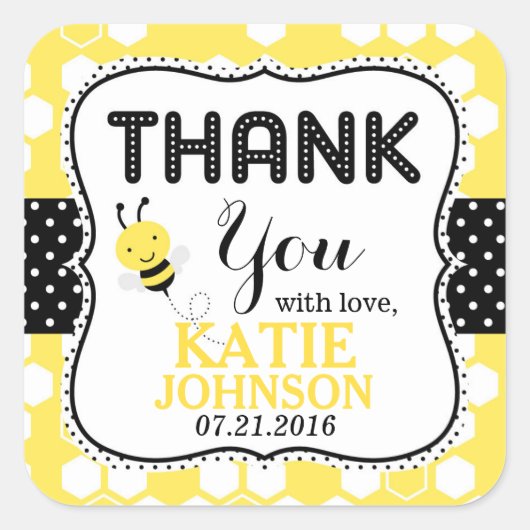 Bumble Bee Honeycomb Baby shower Label (Voorkant)