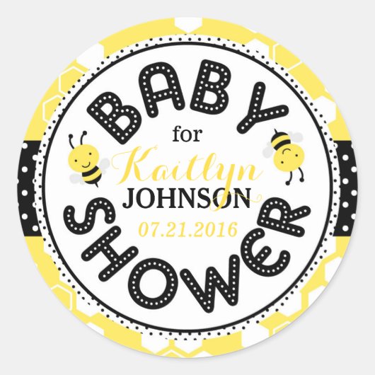 Bumble Bee Honeycomb Baby shower Label (Voorkant)