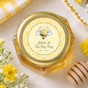 Bumble Bee Honingraat Bijendag Verjaardagsfeestje Ronde Sticker