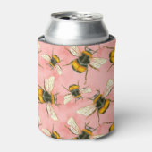  Bumble Bee Illustratie op Perzikwolken Blikjeskoeler (Blikje Voorkant)