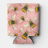  Bumble Bee Illustratie op Perzikwolken Blikjeskoeler (Voorkant)