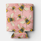  Bumble Bee Illustratie op Perzikwolken Blikjeskoeler (Achterkant)