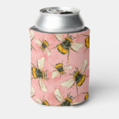 Bumble Bee Illustratie op Perzikwolken Blikjeskoeler (Blikje Achterkant)