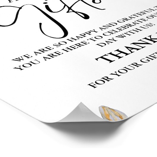 Bumble Bee Kaart & Gift Dank u Baby shower teken Poster (Hoek)