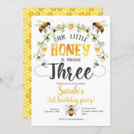 Bumble bee. Kleine honing, bijen, derde verjaardag Kaart