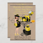 Bumble bee Lady Yellow Black Baby shower Invite Kaart (Voorkant / Achterkant)