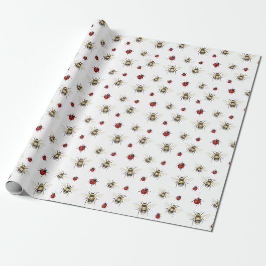 Bumble Bee & Ladybird Wrapping Papier Gift Wrap (Uitgerold)