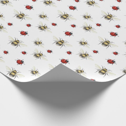 Bumble Bee & Ladybird Wrapping Papier Gift Wrap (Hoek)