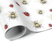 Bumble Bee & Ladybird Wrapping Papier Gift Wrap (Rol Hoek)