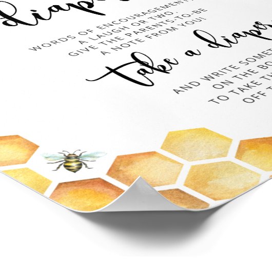 Bumble bee Late night diapers baby shower Poster (Hoek)