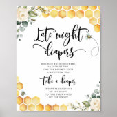 Bumble bee Late night diapers baby shower Poster (Voorkant)