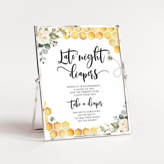 Bumble bee Late night diapers baby shower Poster