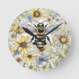 Bumble Bee lente bloemen geschilderd. Ronde Klok