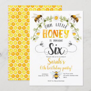 Bumble bee, Little honey, Bee, 6e verjaardag Kaart