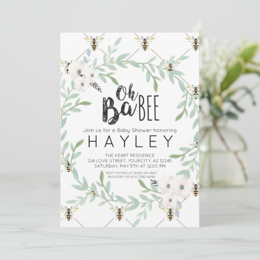 Bumble Bee  Mam to Bee douite Invite Kaart (Staand voorkant)