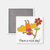 Bumble Bee met Bloem, Fijne dag! Magneet (Voorkant / Achterkant)