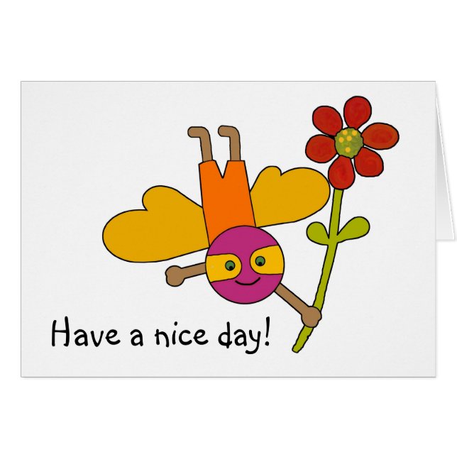 Bumble Bee met Bloem, heb een mooie dag! (Voorkant Horizontaal)