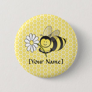Bumble Bee met Daisy Ronde Button 5,7 Cm