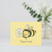 Bumble Bee met Daisy Thank You briefkaart (Staand voorkant)