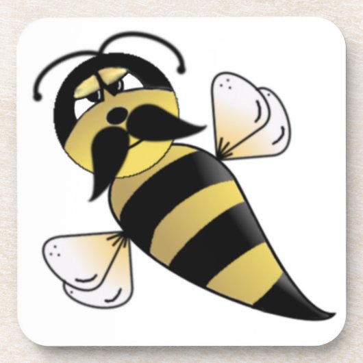 Bumble Bee met Mustache Bier Onderzetter (Voorkant)