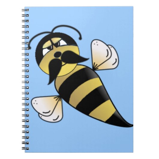 Bumble Bee met Mustache Notitieboek (Voorkant)