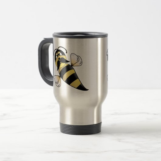 Bumble Bee met Mustache Reisbeker (Voorkant links)