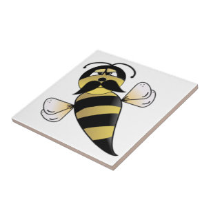Bumble Bee met Mustache Tegeltje