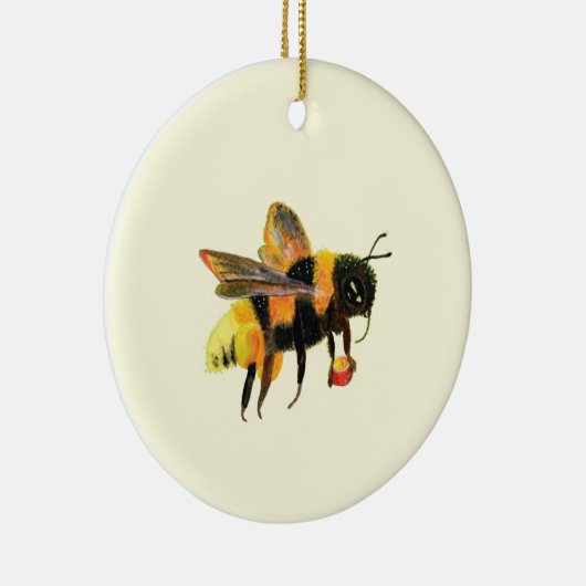 Bumble Bee met pollen Keramisch Ornament (Rechts)