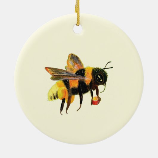 Bumble Bee met pollen Keramisch Ornament (Achterkant)