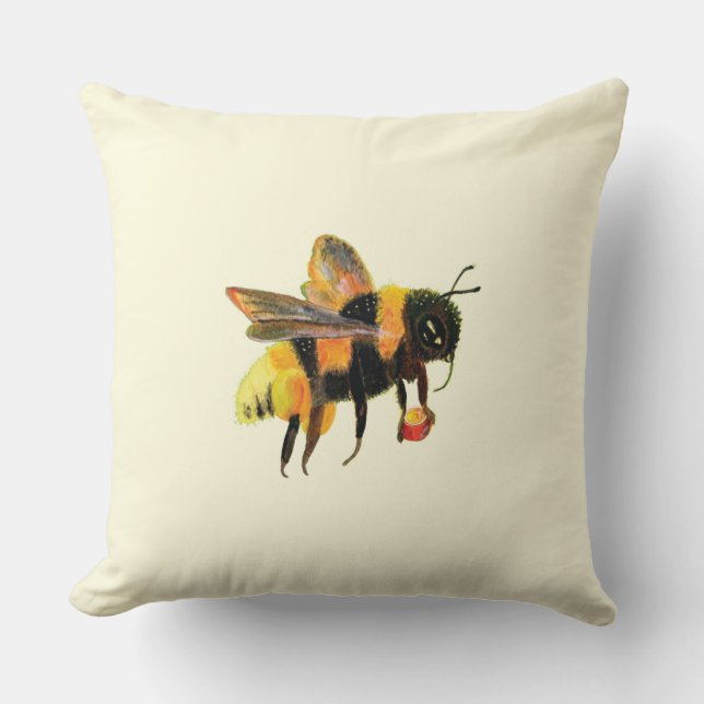 Bumble Bee met pollen Kussen (Voorkant)