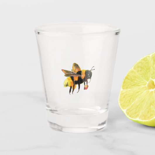 Bumble Bee met pollen Shot Glas (Voorkant)