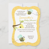 Bumble Bee Mint Green Gender Neutral Invitation Kaart (Voorkant)