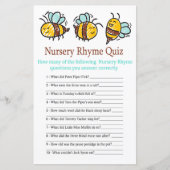 Bumble Bee Nursery Rhyme Quiz baby shower game (Voorkant)