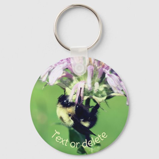 Bumble bee on bee Balm Flower Personated Sleutelhanger (Voorkant)