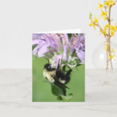 Bumble Bee On Bee Balm Flower Photography Note Kaart (Gele Bloem)