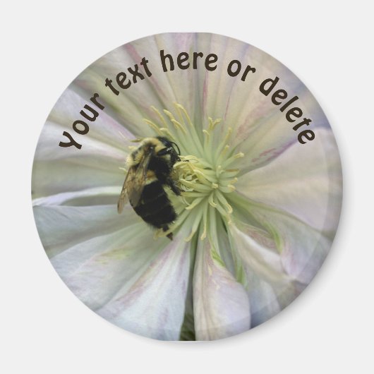 Bumble Bee On Clematis Flower Personalized Magneet (Voorkant)