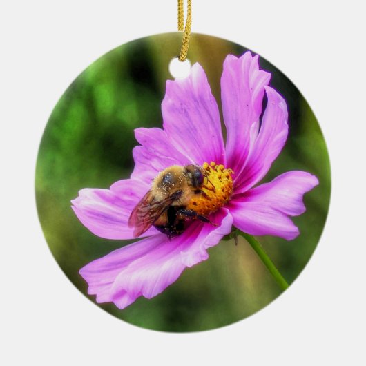 Bumble Bee. on Pink Cosmos Keramisch Ornament (Voorkant)