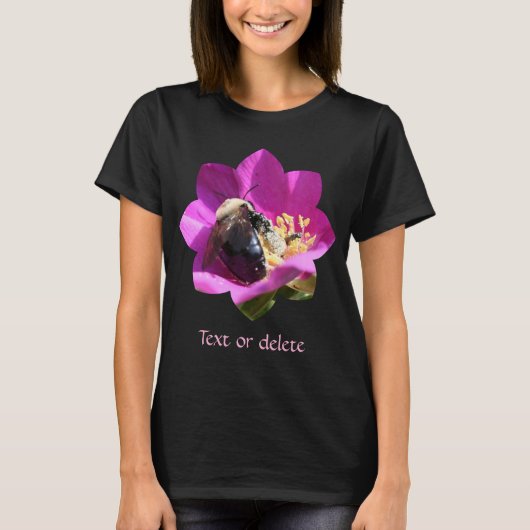 Bumble Bee On Pink Rose Nature Personalized T-shirt (Voorkant)