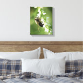 Bumble Bee on white flower Canvas Afdruk (Insitu (Slaapkamer))