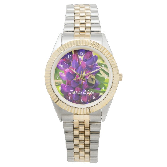 Bumble bee on Wild Lupine Flower Personated Horloge (Voorkant)