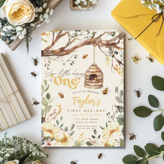 Bumble Bee Onze Kleine Honing Bijendag 1e Verjaard Kaart