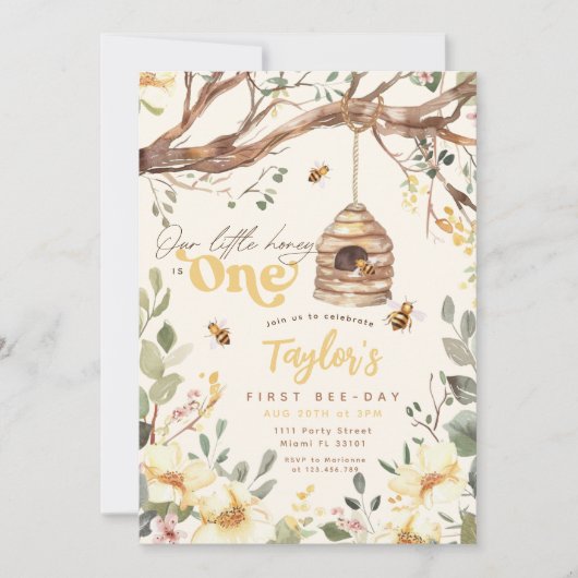 Bumble Bee Onze Kleine Honing Bijendag 1e Verjaard Kaart (Voorkant)