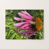 Bumble Bee op Bloemfoto, Aangepaste Schattigee Nat Legpuzzel (Horizontaal)