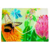 Bumble Bee op een Dandelion Flower Illustration Groot Cadeauzakje (Voorkant)